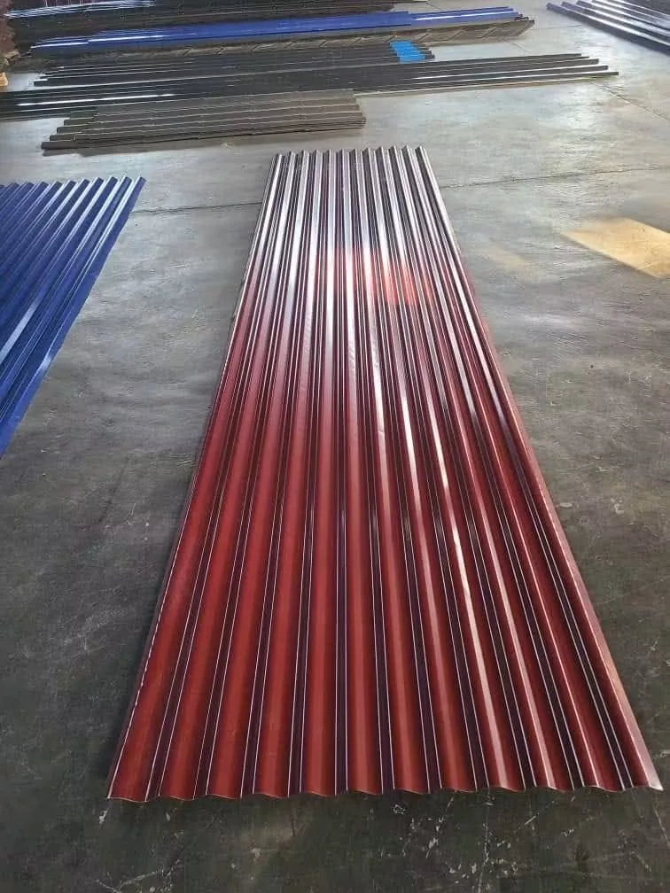 Red corrugated roofing sheet